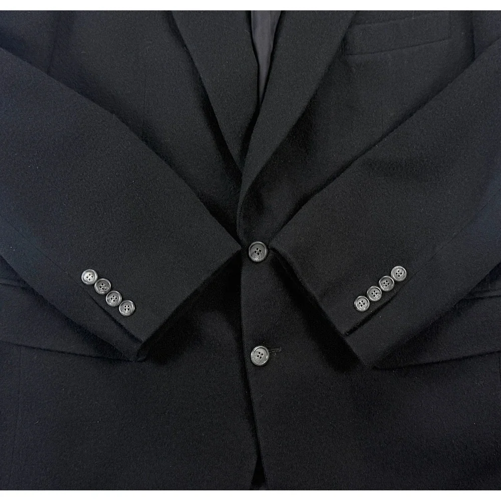 Bill Blass Black Label Blazer Mens 42L Black 100% Camel Hair Vintage Sport Coat